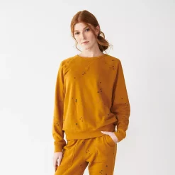 Women's Sonoma Goods For Life® Everyday Crewneck Sweatshirt -Sonoma Shop 4974237 Gold Ditsy