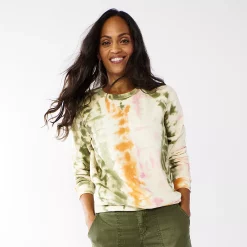 Women's Sonoma Goods For Life® Everyday Crewneck Sweatshirt -Sonoma Shop 4974237 Green Tie Dye