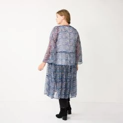 Plus Size Sonoma Goods For Life® Ruffled Tiered Floral Duster Cardigan -Sonoma Shop 5584082 ALT
