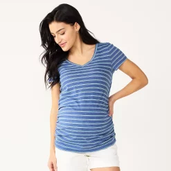 Maternity Sonoma Goods For Life® Essential V-Neck Tee -Sonoma Shop 6120474 Blue Stripe